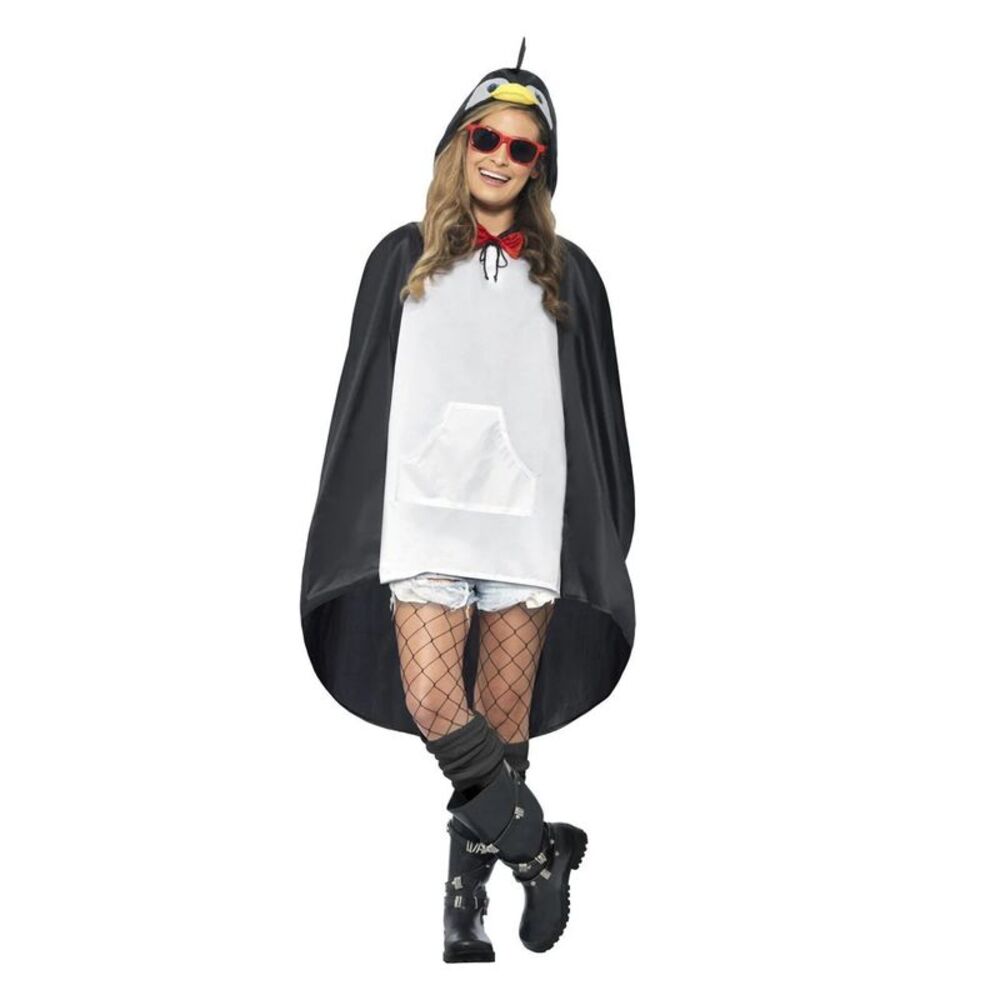 Smiffys Unisex Adult Penguin Party Poncho / Black/White